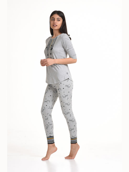 Vienetta Secret Winter Damen Pyjama-Set Gray Vienetta Vienetta