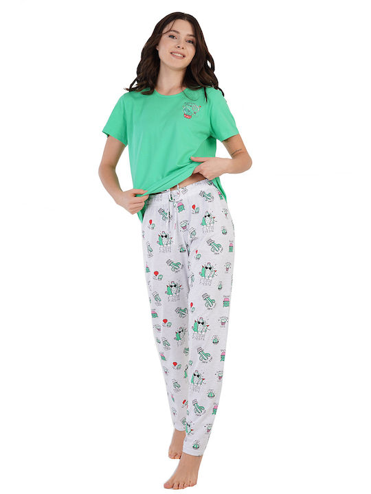 Vienetta Secret Summer Women's Pyjama Set Green Vienetta Vienetta
