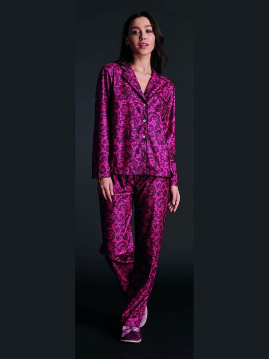 Amo La Casa Winter Women's Pyjama Set Satin Purple