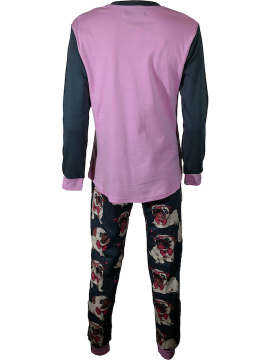 MEI Winter Women's Pyjama Set Cotton Pink