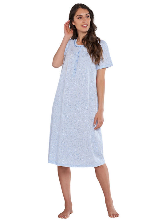 Linclalor Summer Women's Nightdress Light Blue