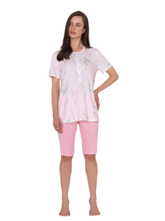 Linclalor Summer Women's Pyjama Set Cotton Cuffetti-Rose