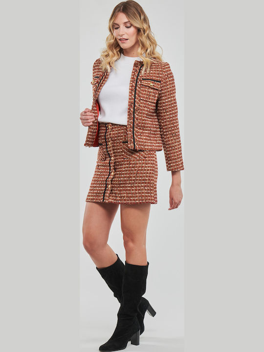 Moony Mood Lurette Short Women's Tweed Blazer Red