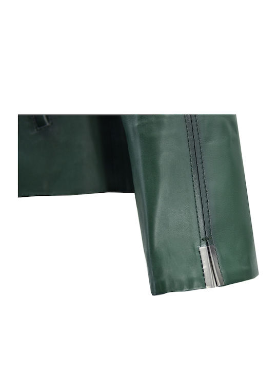 Δερμάτινα 100 Γυναικείο Δερμάτινο Σακάκι GREEN-D