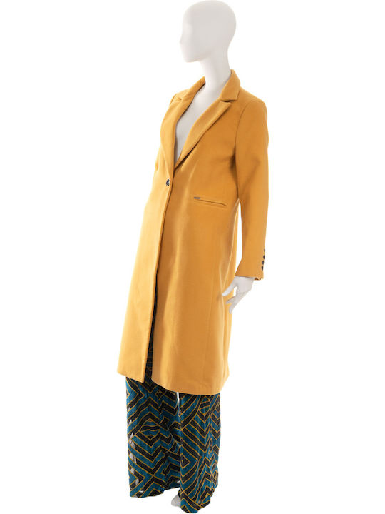 Lui E Lei Women's Midi Coat with Buttons YELLOW