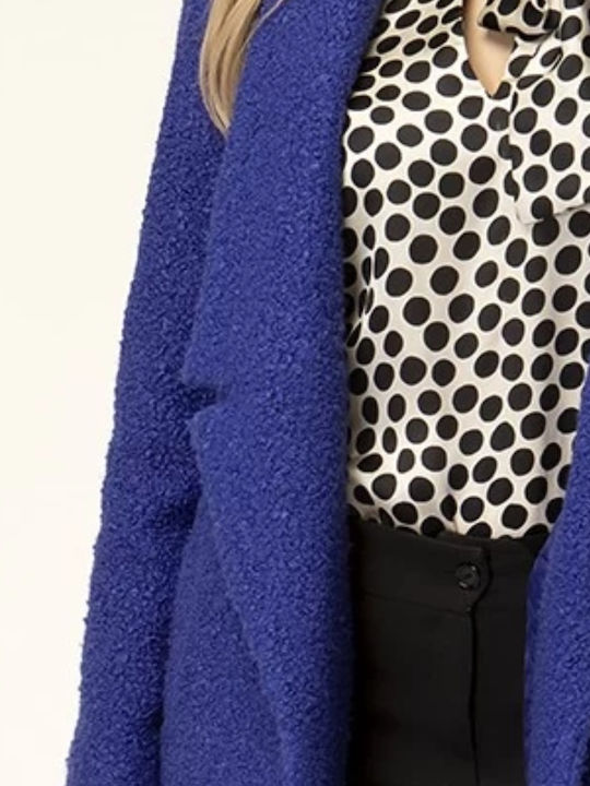 Curly Women's Blue Peacoat with Buttons