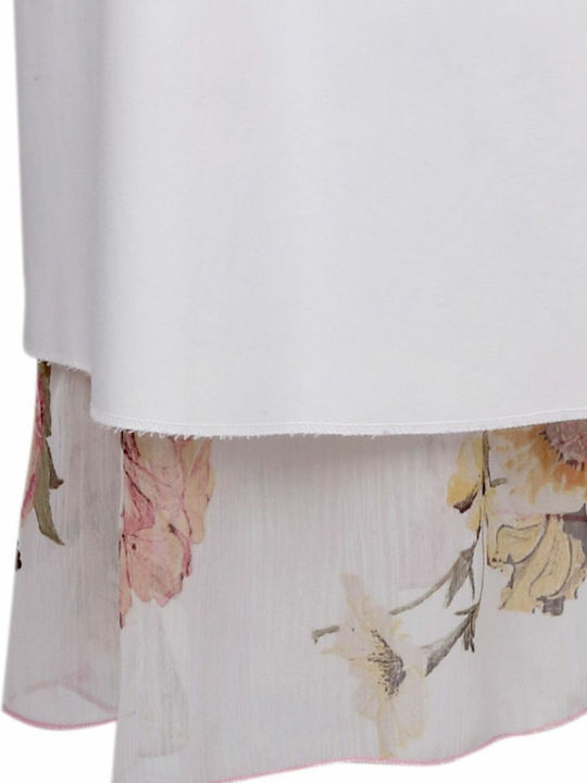 Top Ten Syran Midi Skirt in White color