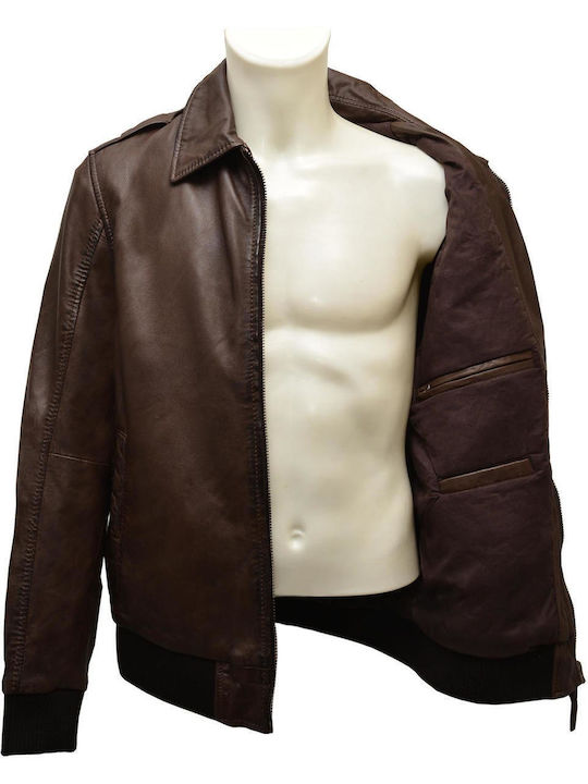 Δερμάτινα 100 Men's Winter Leather Jacket Brown