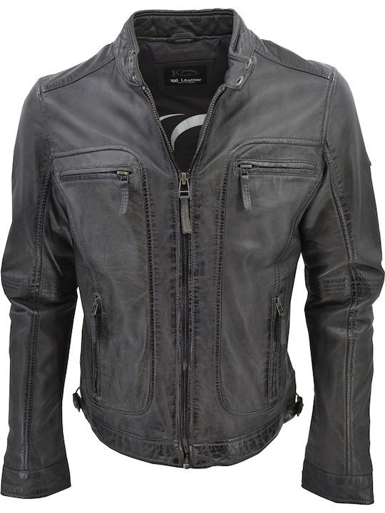 Dermatina 100 Biker Leather Jacket DOVE-GREY