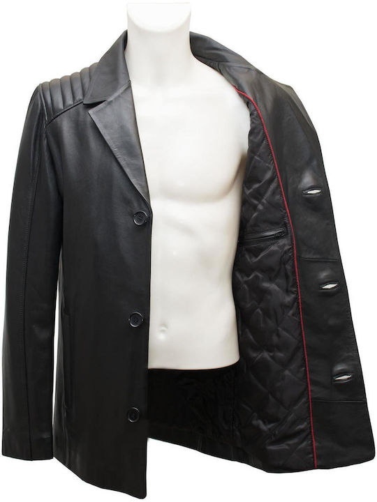 Δερμάτινα 100 Men's Winter Leather Jacket Black