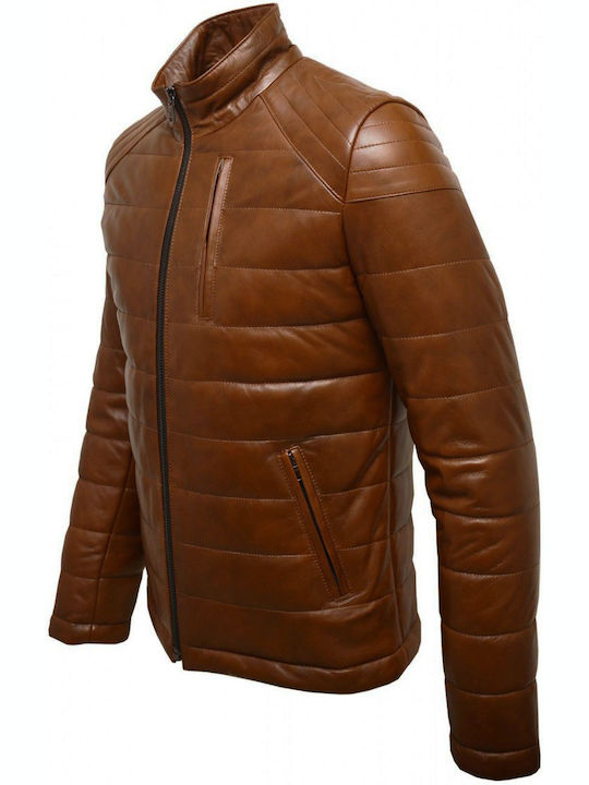 Δερμάτινο Χειμωνιάτικο Μπουφάν Brown Antique
