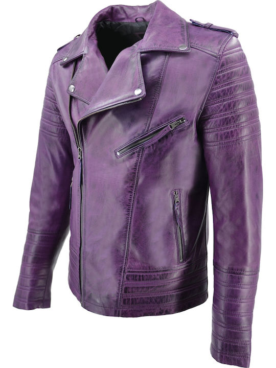 Leather Jacket Biker Purple