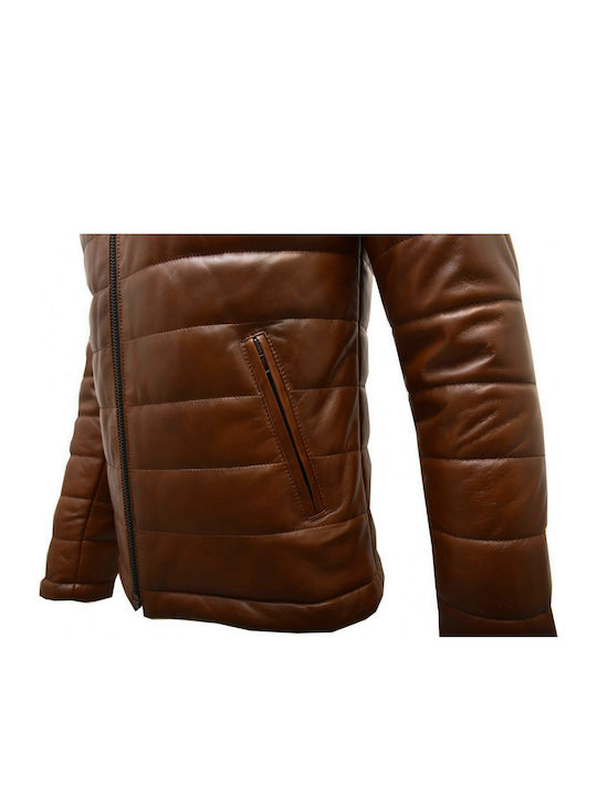 Δερμάτινο Χειμωνιάτικο Μπουφάν Brown Antique