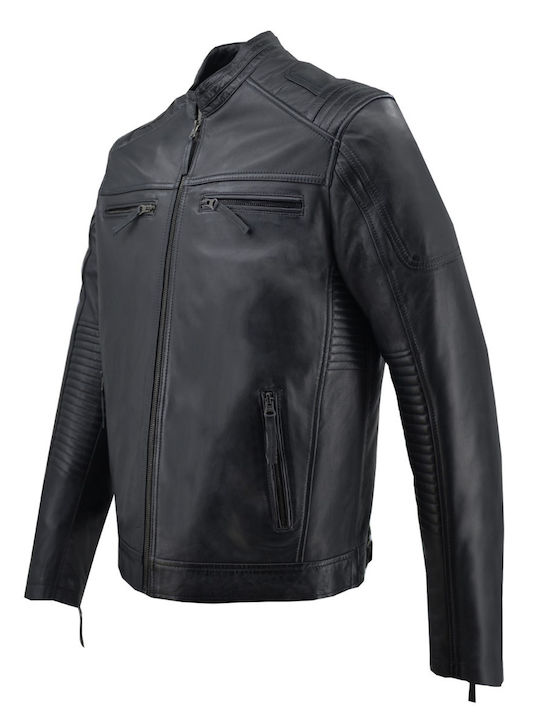 Δερμάτινα 100 Men's Leather Biker Jacket Black