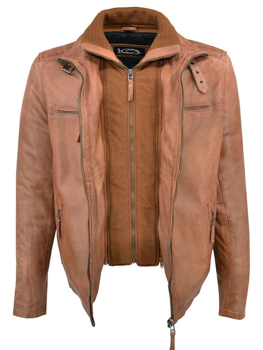 Δερμάτινα 100 Men's Winter Leather Jacket Brown