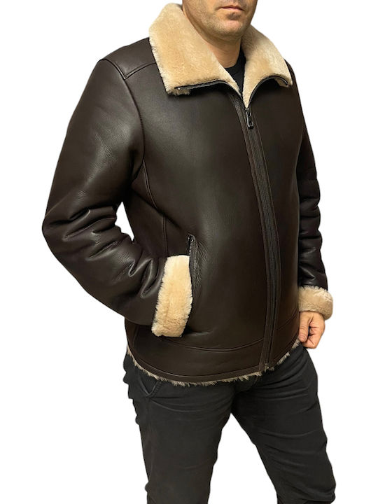 Leather Winter Jacket Brown