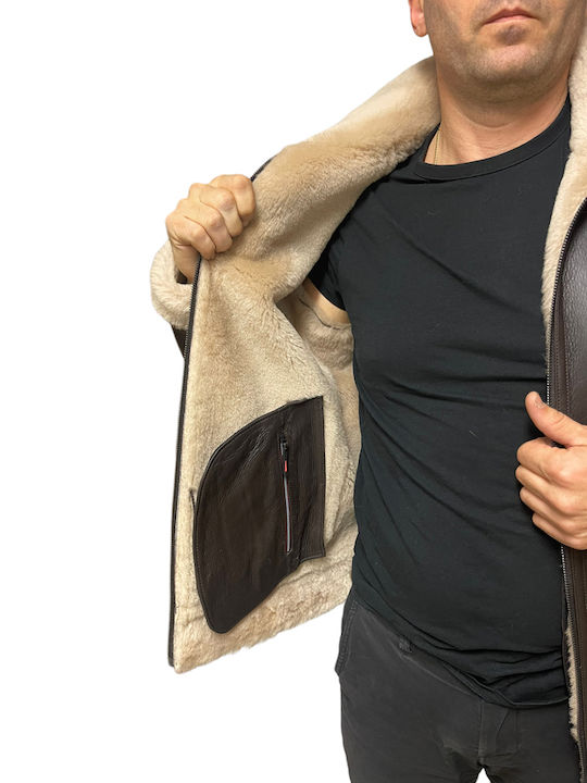 Leather Winter Jacket Brown