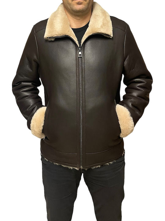 Leather Winter Jacket Brown