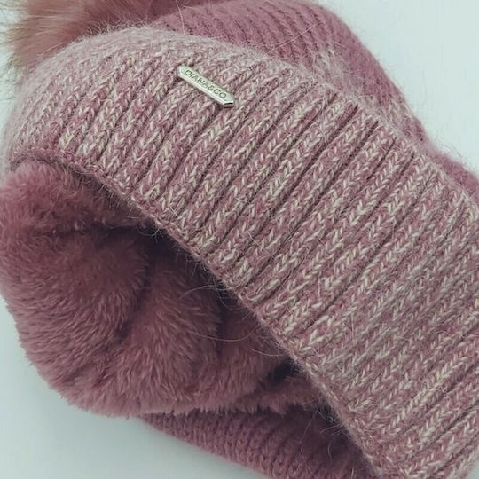 Pom Pom Beanie Frauen Beanie Gestrickt in Rosa Farbe