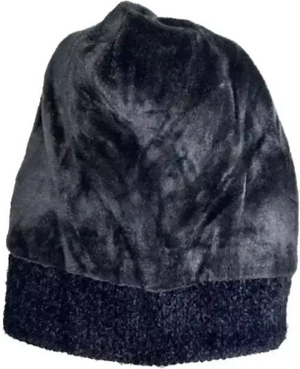 Pom Pom Beanie Γυναικείος Σκούφος με Rib Πλέξη σε Μαύρο χρώμα