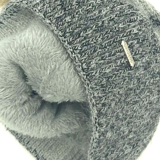 Pom Pom Beanie Frauen Beanie Gestrickt in Gray Farbe