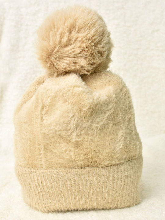 Knitted Beanie Cap Beige