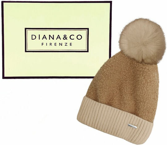 Pom Pom Beanie Frauen Beanie Gestrickt in Beige Farbe