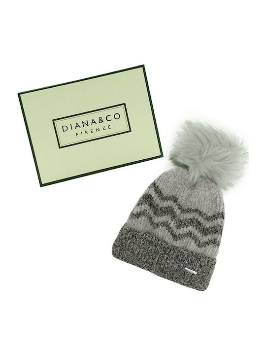 Pom Pom Beanie Γυναικείος Σκούφος Πλεκτός σε Γκρι χρώμα