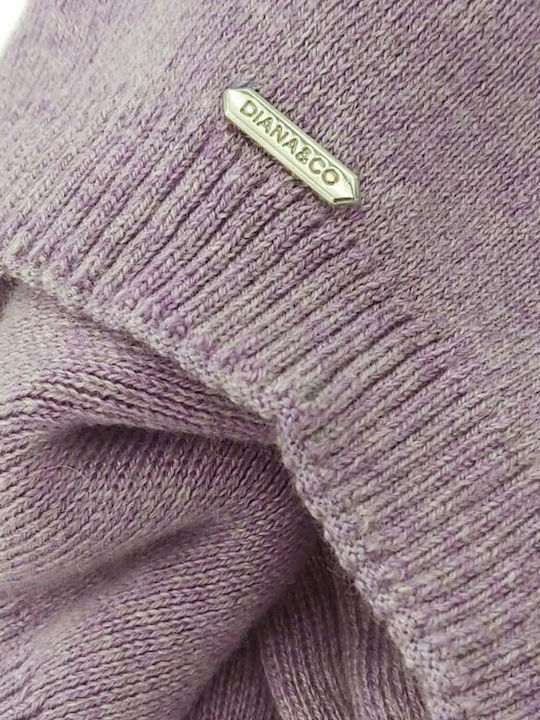 Pom Pom Beanie Γυναικείος Σκούφος Πλεκτός σε Λιλά χρώμα