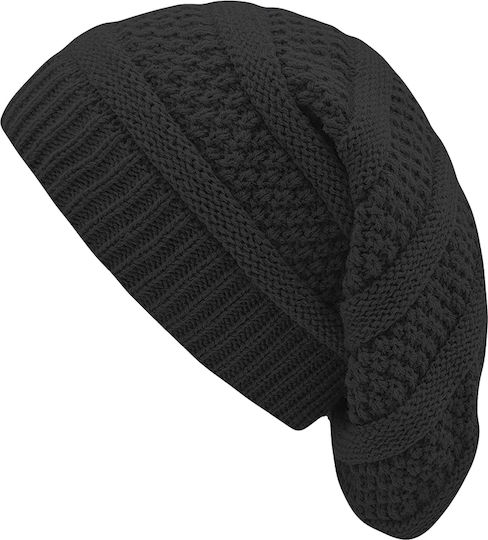 Beanie Unisex Σκούφος Πλεκτός σε Μαύρο χρώμα