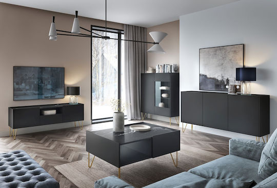 Sideboard Harmony Wooden with Drawers Charcoal 97x37x83cm