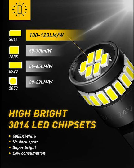Λάμπες Αυτοκινήτου T10 / W5W Canbus LED 6500K Ψυχρό Λευκό 12V 2τμχ
