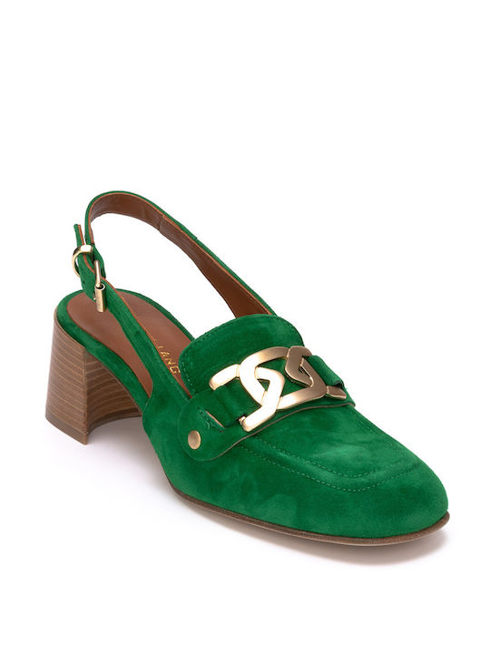 Philippe Lang Green Heels with Strap