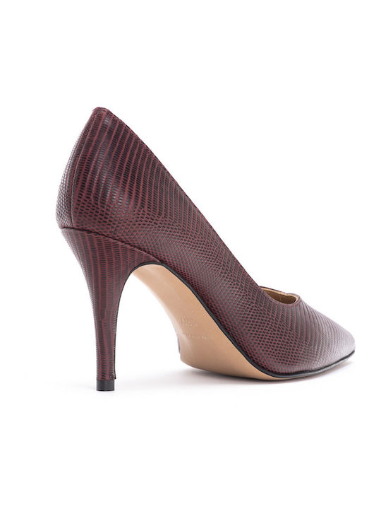 Philippe Lang Leather Pointed Toe Burgundy Heels