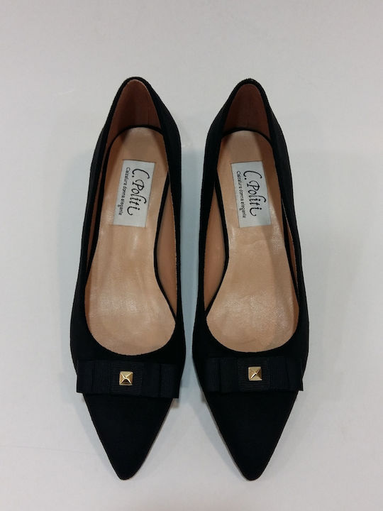 Anatomic Leather Pointed Toe Black Medium Heels