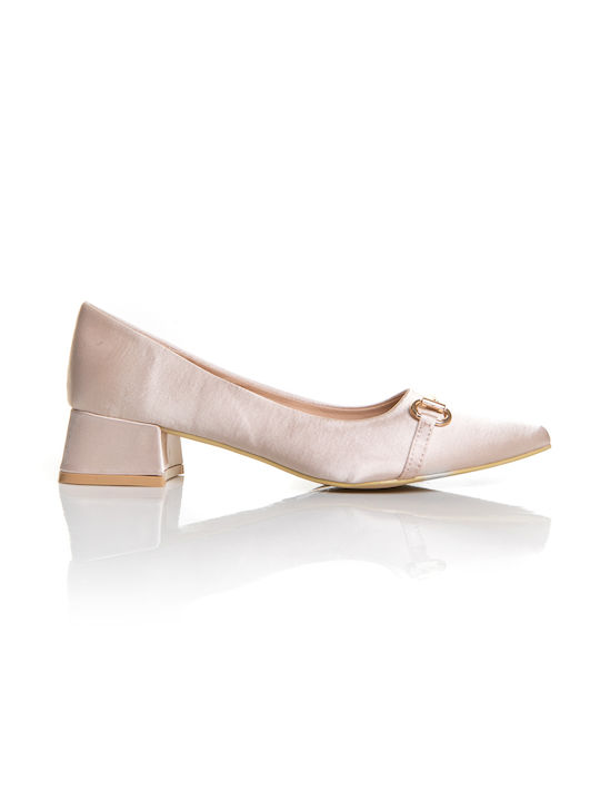 Shoe Art Pointed Toe Beige Low Heels