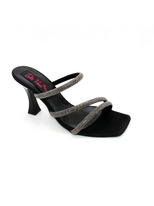 Si Bolleti Damen Sandalen mit Chunky hohem Absatz in Schwarz Farbe