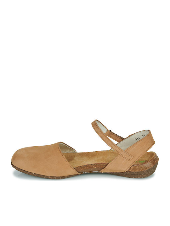 Damen Ballerinas Mit Riemen Braune