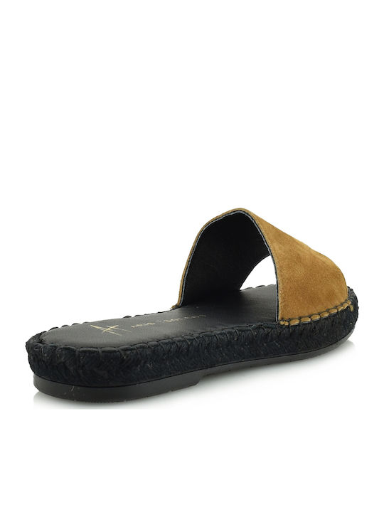 Flache Sandalen für Damen in Braun Farbe