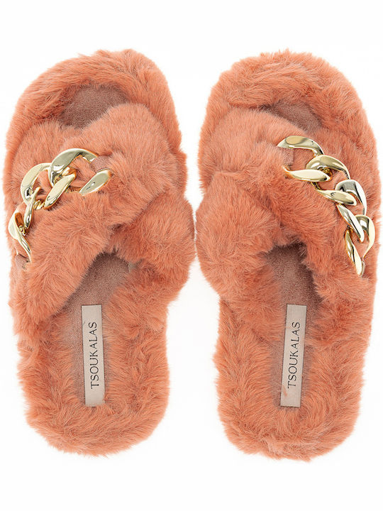 Winter Women's Slippers with Fur Golden