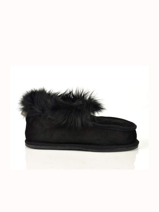 MRDline Mavrudis Mrd Line Closed Women's Slippers With fur in Black color