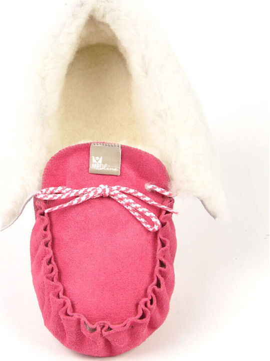 Closed Leather Women's Slippers Fuchsia