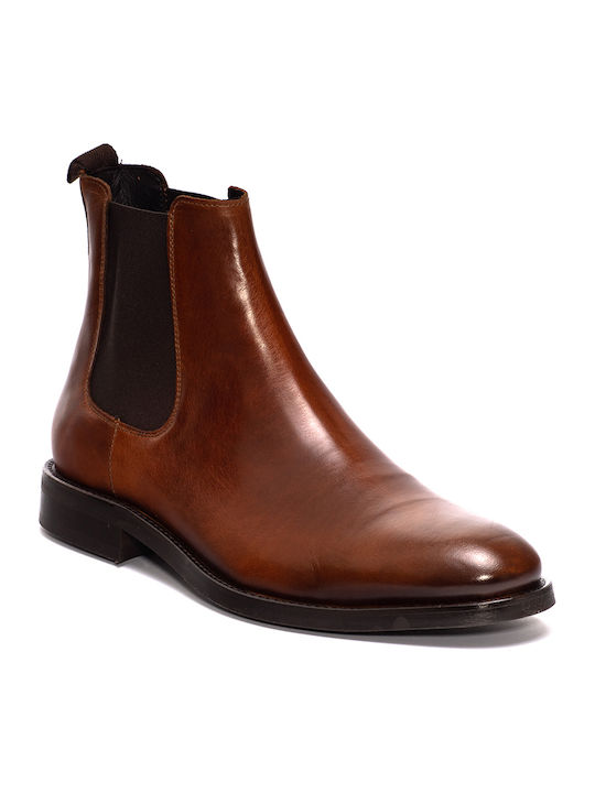 Perlamoda Per La Moda Men's Leather Chelsea Ankle Boots Burgundy