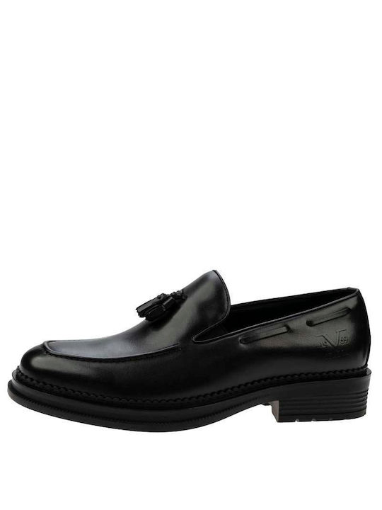 19V69 Men's Leather Loafers Black