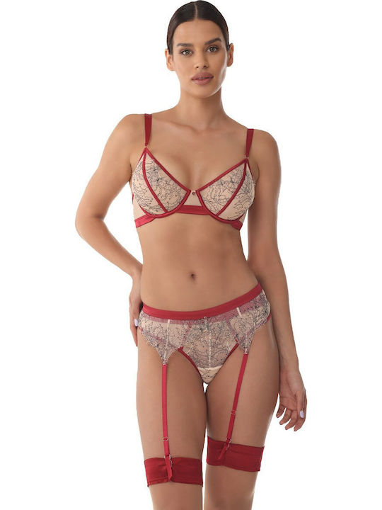 Burgundy Sutien fără căptușeală cu Baloane