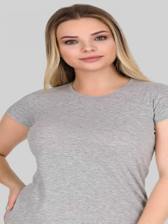 Berrak Plain Women's Short Sleeve Cotton T-Shirt Gray