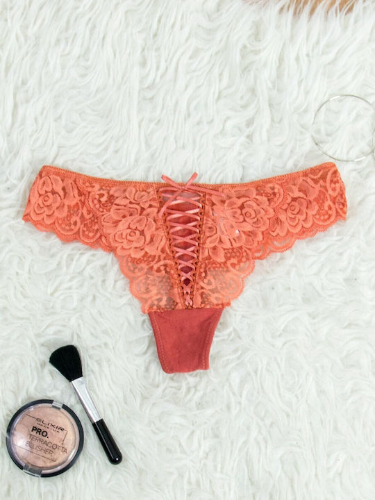 Huxley & Grace Women's String with Lace Orange