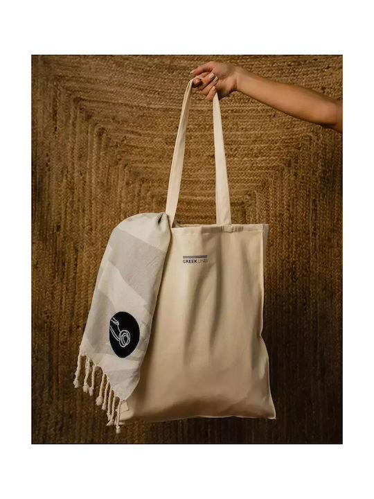 Pennie Βαμβακερή Τσάντα για Ψώνια σε Μπεζ χρώμα