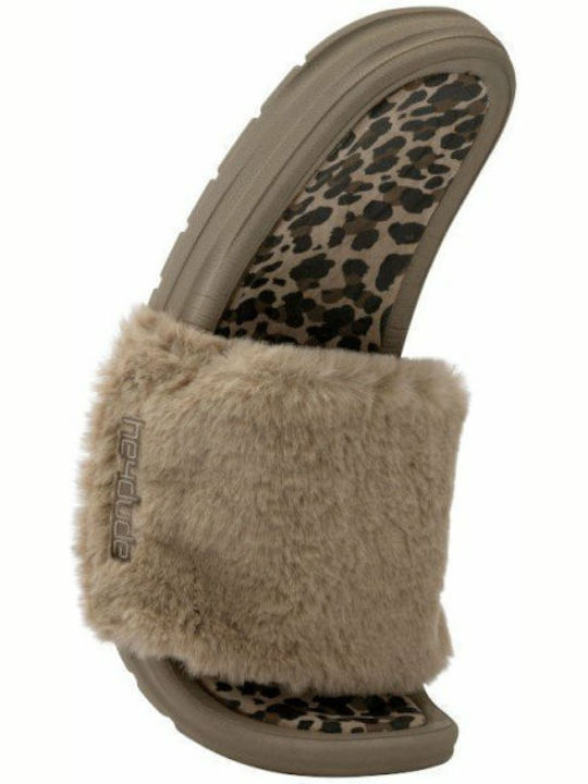 Peggy Tan Slides Leopar În Culoare Bej