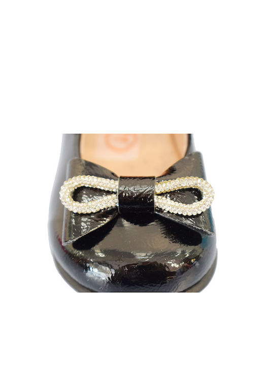 Aby Kids Anatomic Patent Leather Ballerinas Aby with Hoop & Loop Closure Black